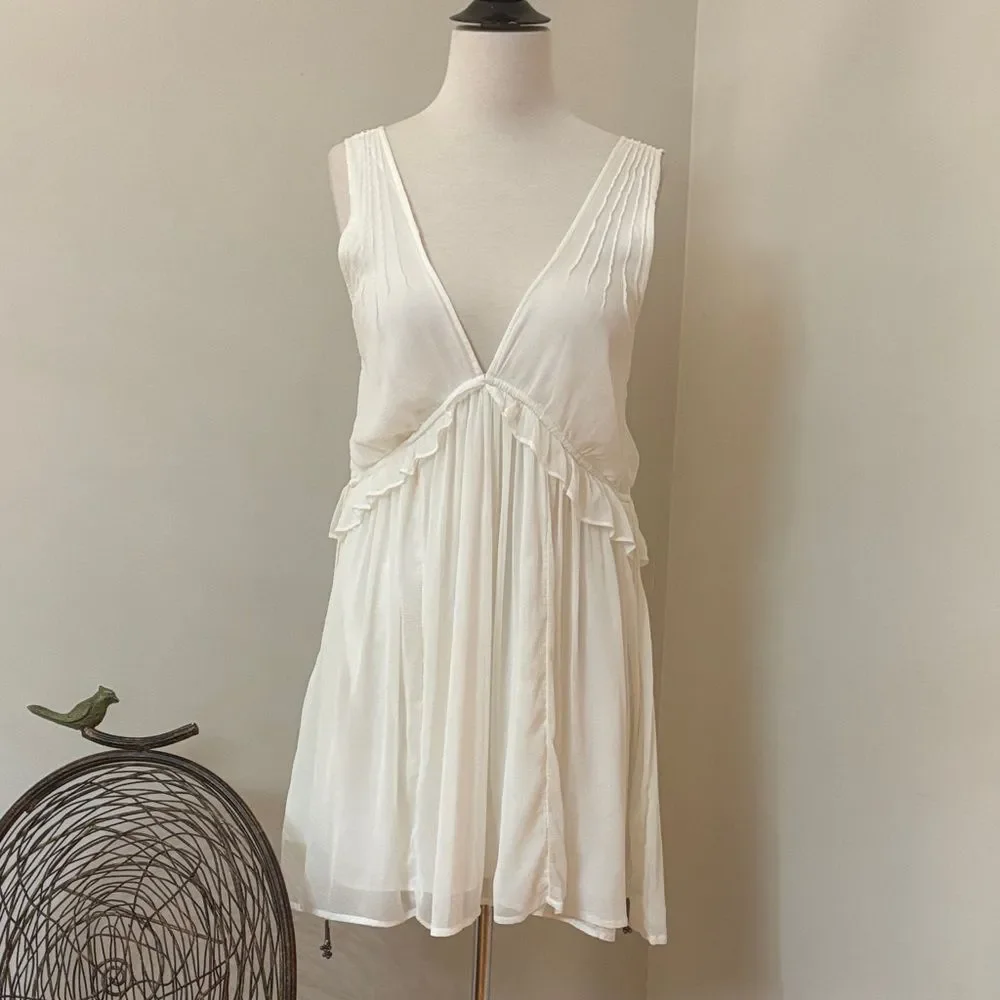 Free People Rio Grande White Sleeveless Mini Dress in Ivory S